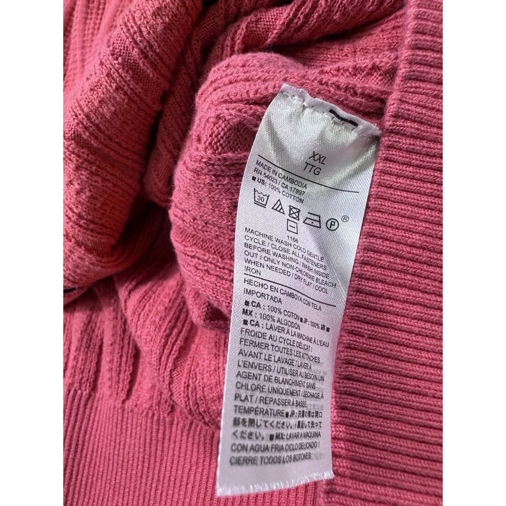 Banana Republic Men's 2XL Pink Short Sleeve Knit Button Shirt Preppy Coastal